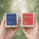 Dúo anticaída y control de frizz Máthe con champú sólido de tepezcohuite y acondicionador nutritivo, cosmética natural y artesanal hecha a mano.