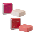 Champú sólido hidratante de semillas y acondicionador sólido nutritivo de Máthe, cosmética natural y vegana para el cuidado del cabello.